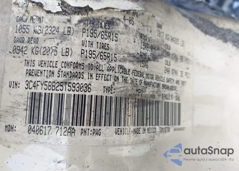 2005 Chrysler Pt Cruiser Touring from USA, damaged, VIN 3C4FY58B25T593036